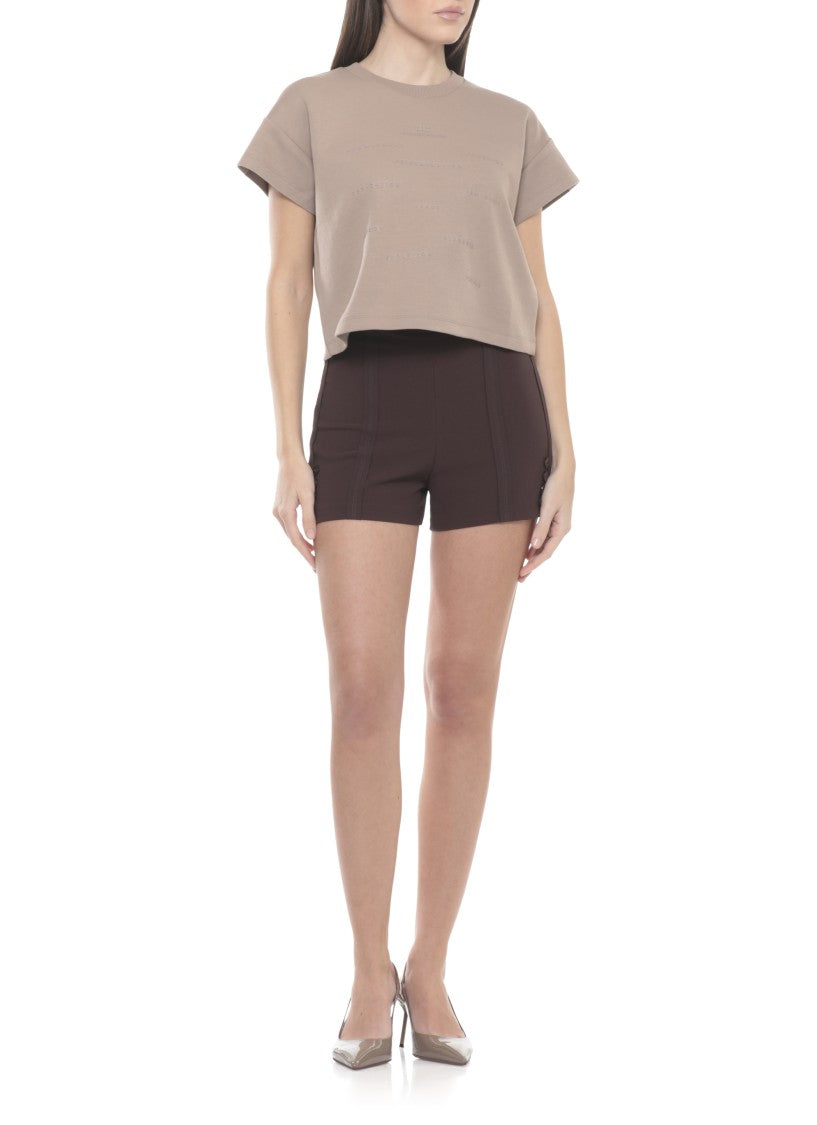 Elisabetta Franchi Brown Shorts With Logoed Shorts
