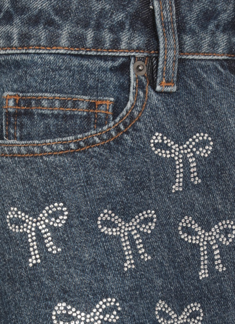 Self-Portrait Wide-Leg Denim Jeans