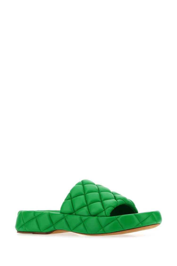 Bottega Veneta Grass Green Leather Padded Sandals