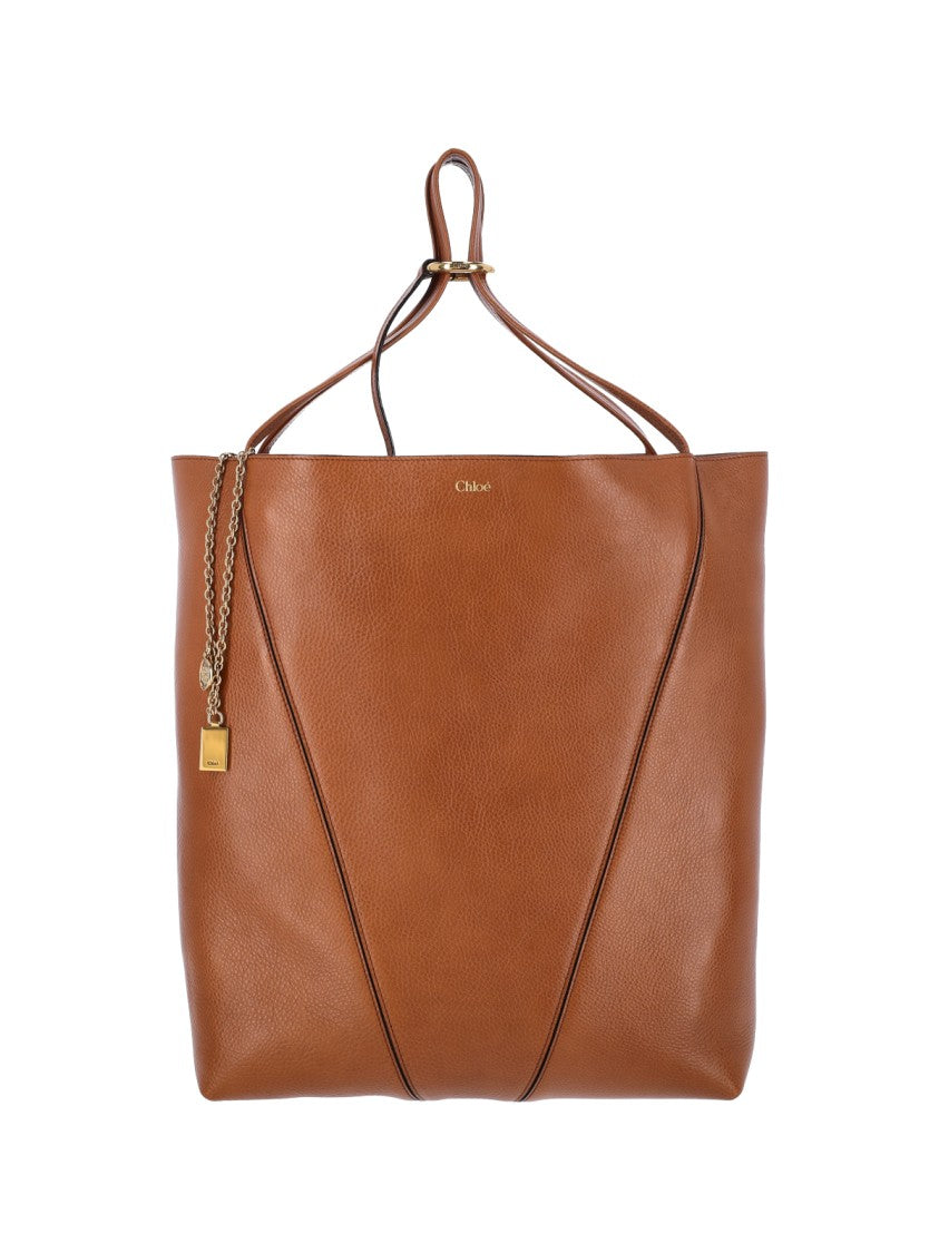 Chloé Brown Spin Large Calfskin Tote Bag