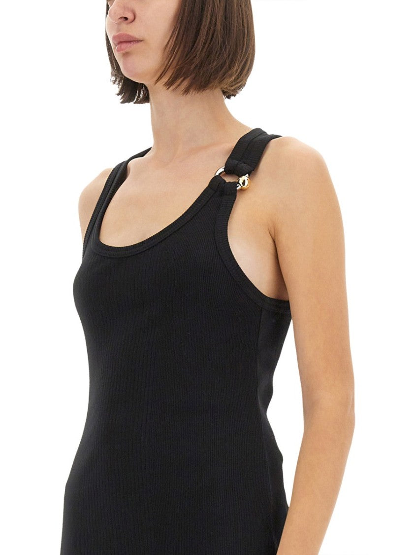 Jean Paul Gaultier Ribbed Black Maxi Dress