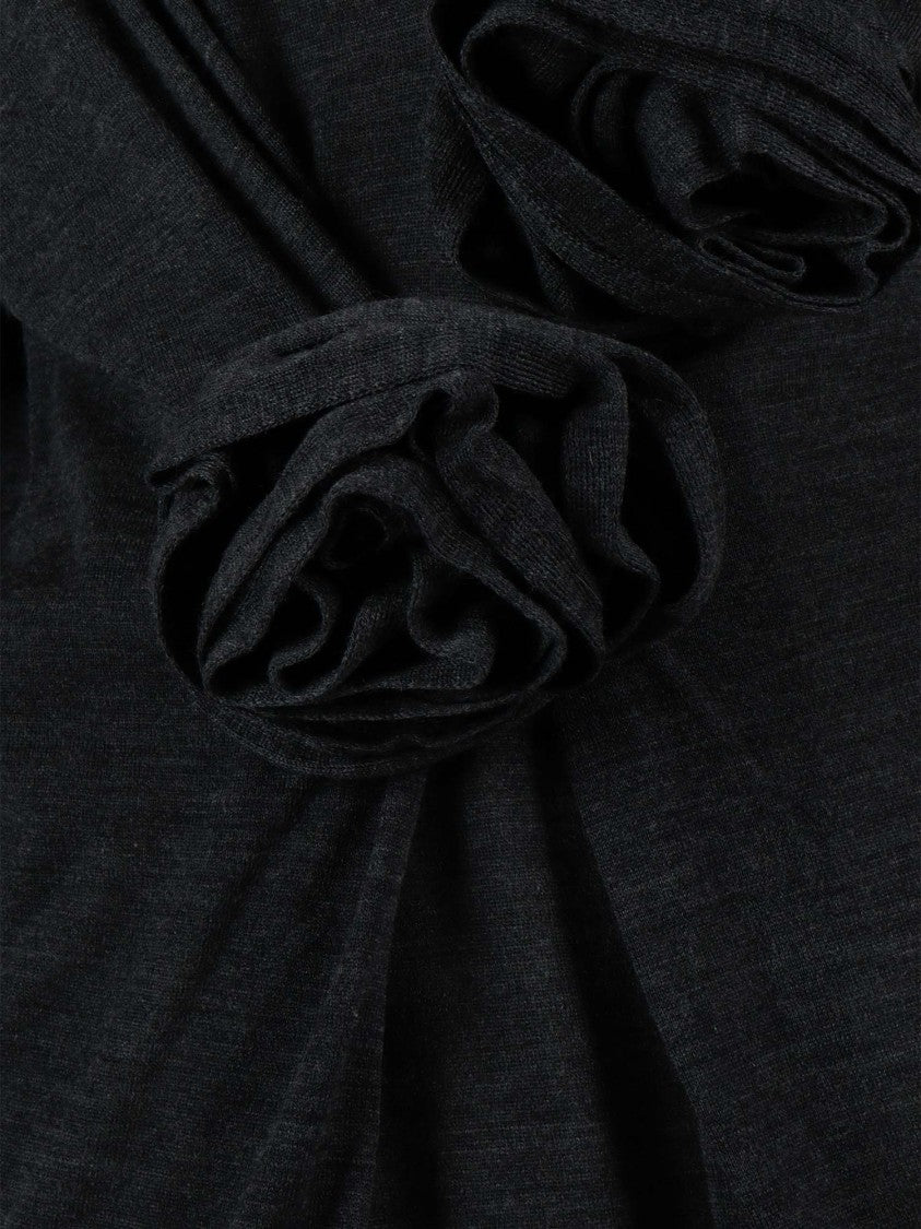 Alberta Ferretti Long-Sleeved Knit Top With Fabric Rosette Detail