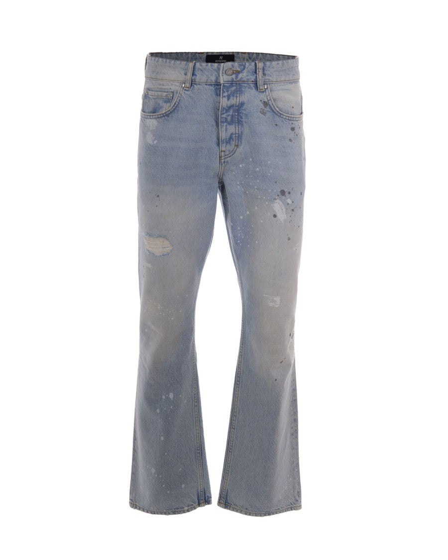 Represent Coastal Blue Painted Wide-Leg Jeans