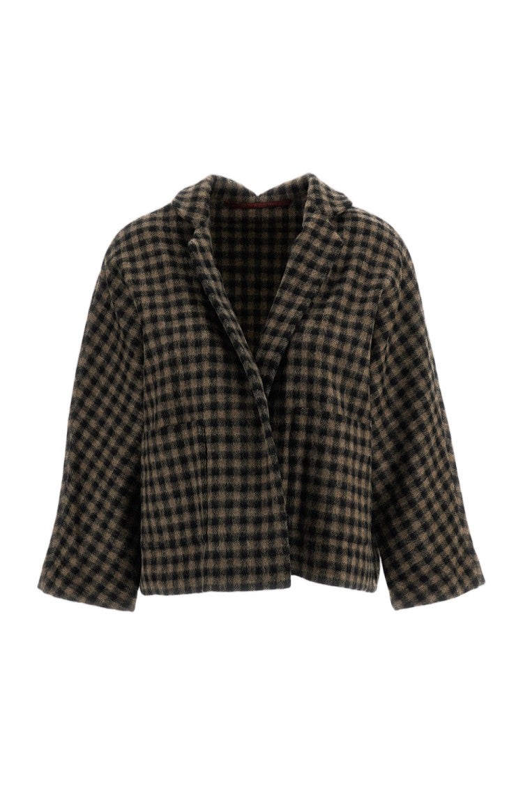 Daniela Gregis Multicolor Peona Bianco Check Wool Bandana Jacket