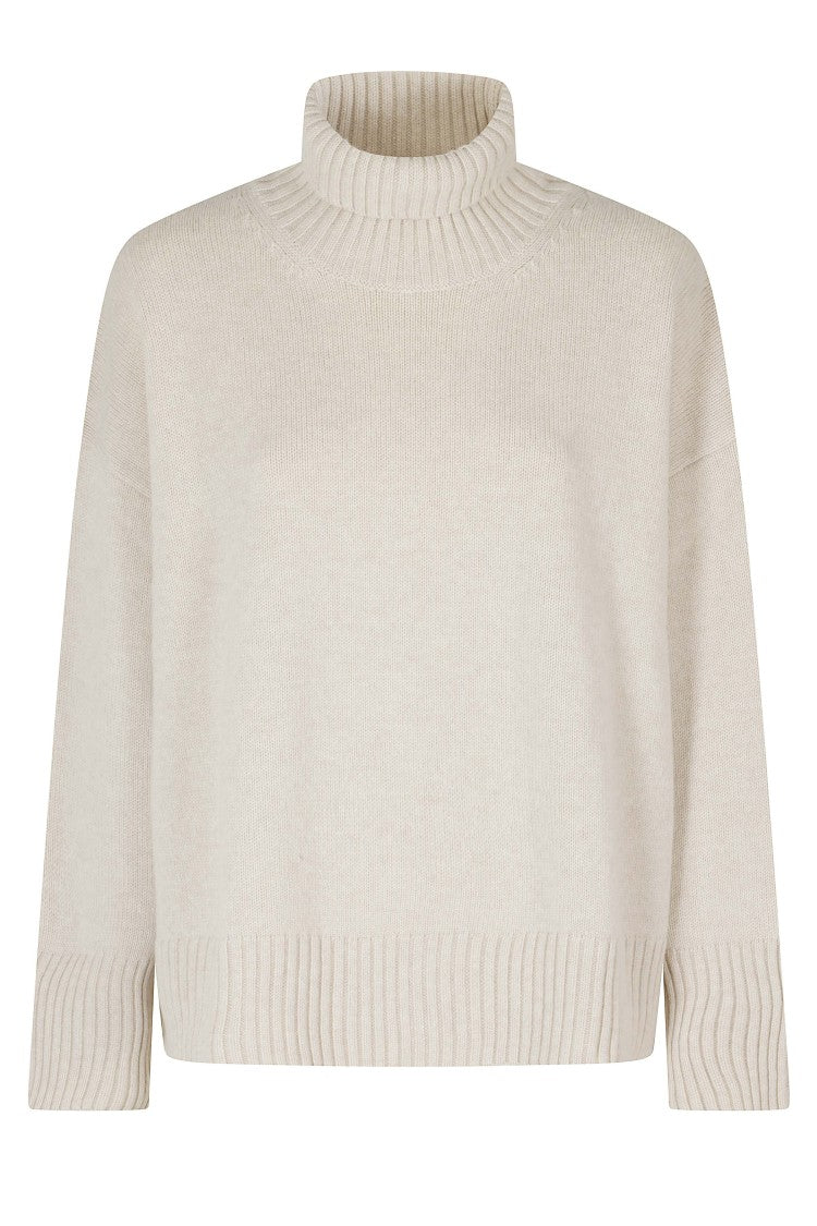 Soeur Ecru William Loose-Fitting High Neck Merino Wool Sweater