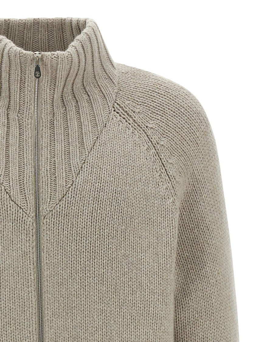 Brunello Cucinelli High Neck Cashmere Knit Cardigan