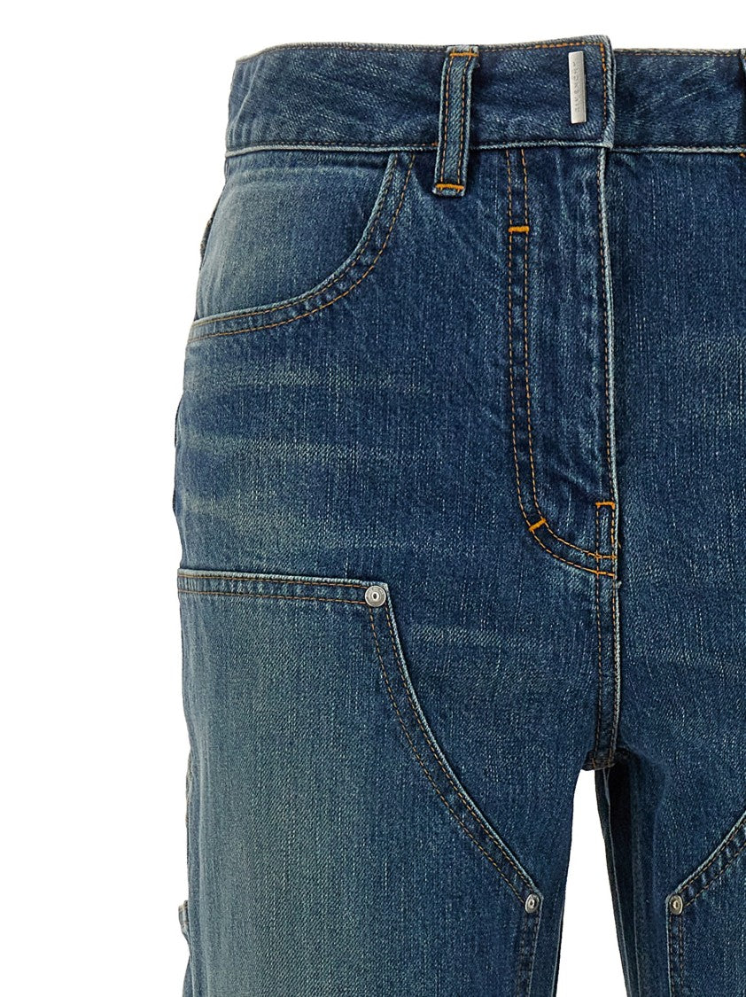Givenchy Wide Leg Denim Jeans With Flap Detail