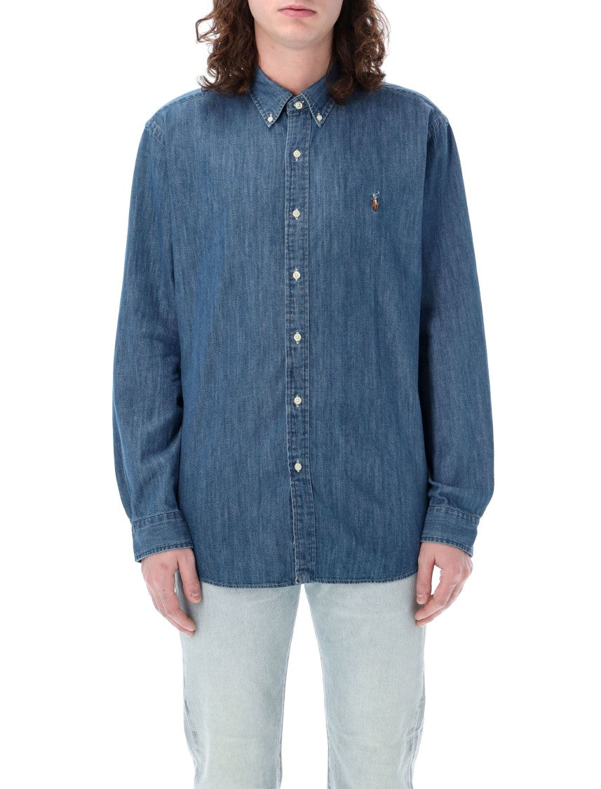 Polo Ralph Lauren Button-Down Denim Shirt With Embroidered Logo