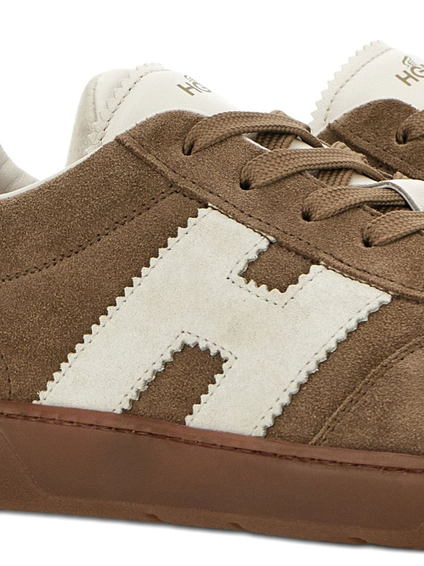 Hogan Earth Brown Suede Lace-Up Sneakers
