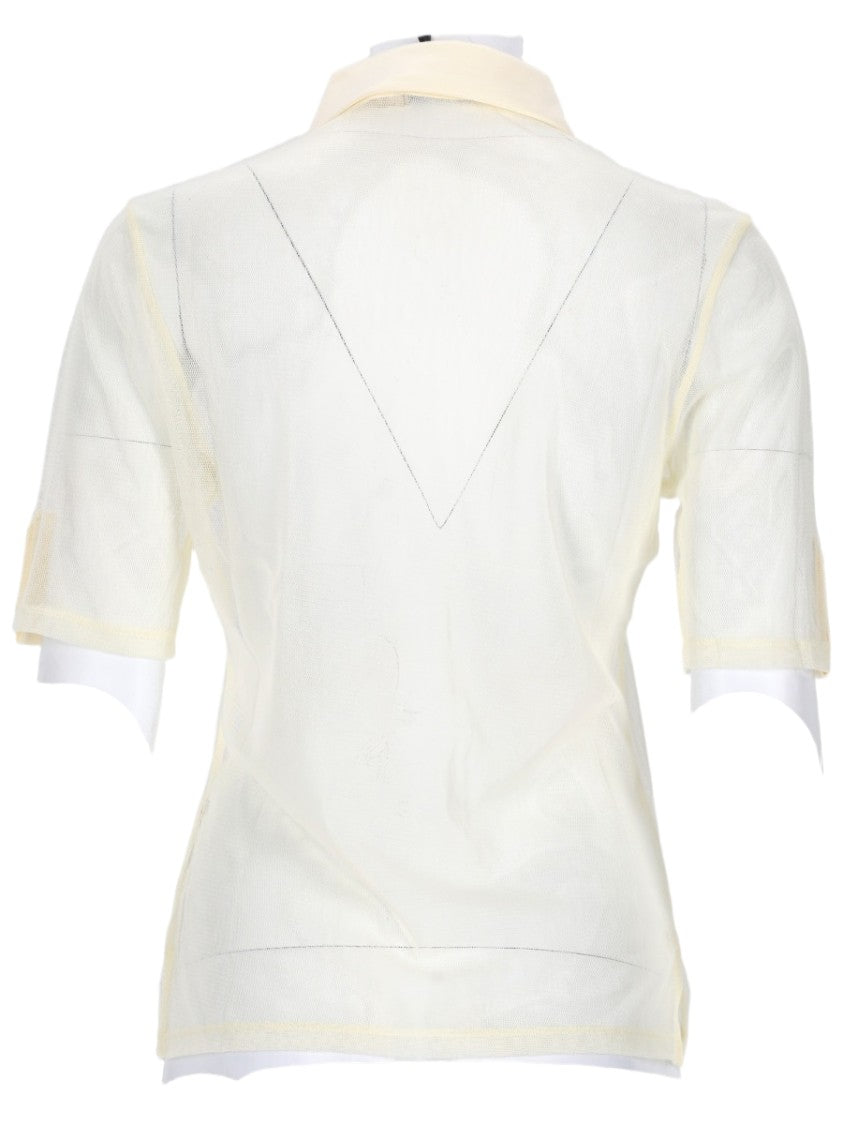 Paloma Wool Sile Semi-Sheer Cream Polo Top