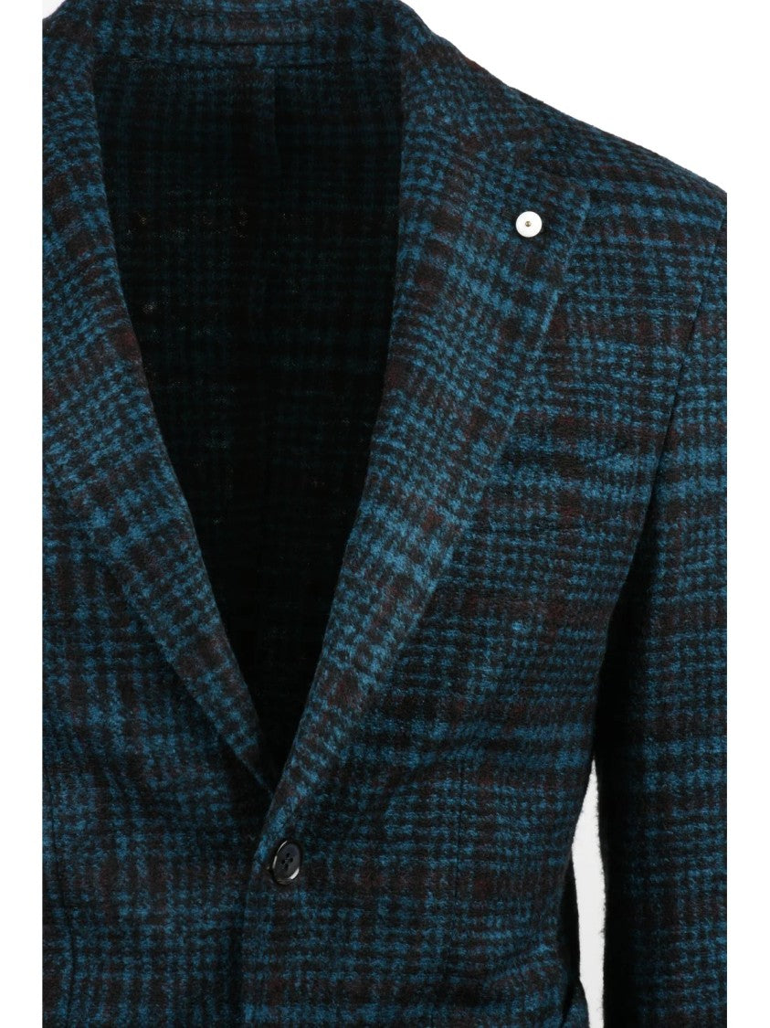 L.B.M. 1911 Checkered Rounded Jacket With Two-Button Closure And Notch Lapels