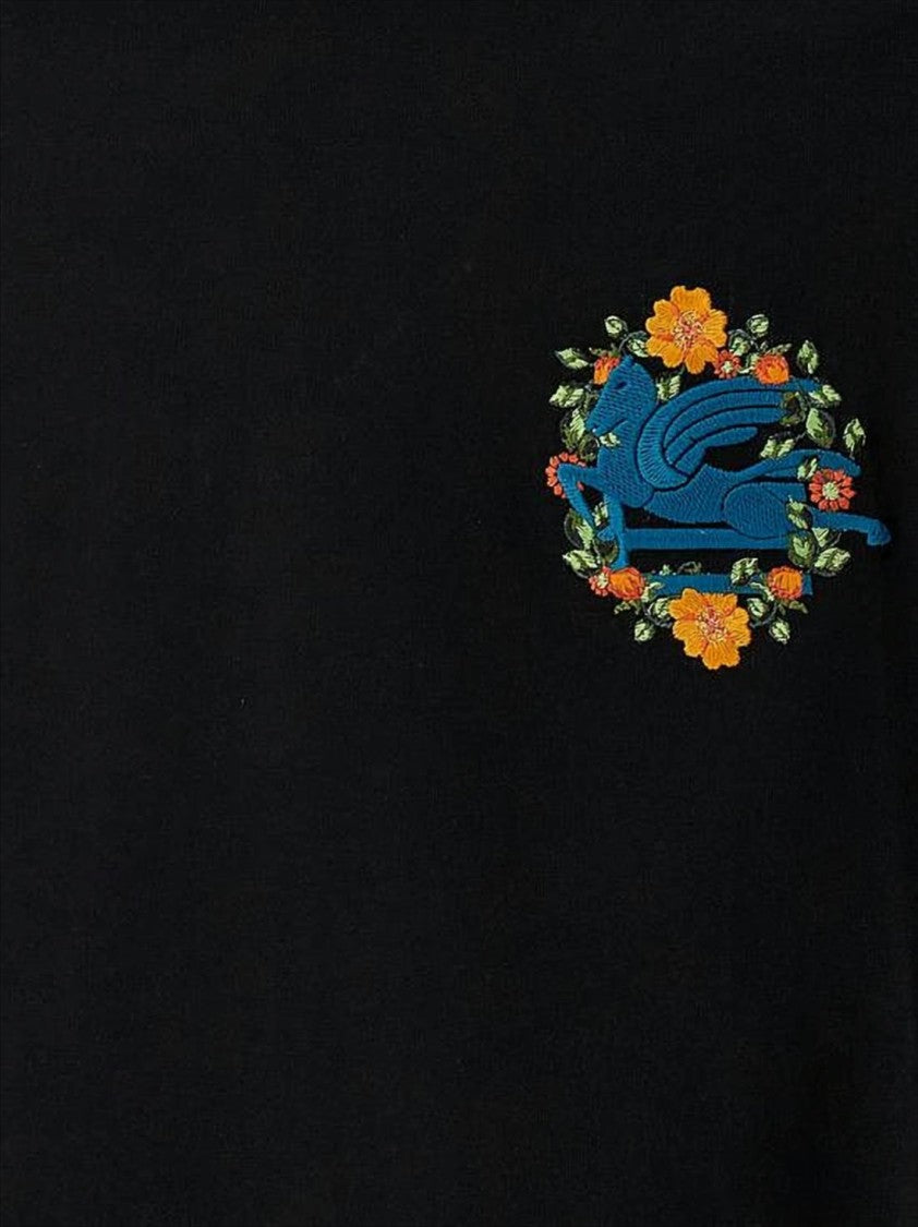 Etro Embroidered Black Cropped T-Shirt