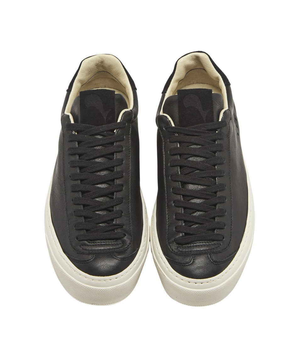 Aqua Alta Venice Black Leather Sneakers With Suede Accents