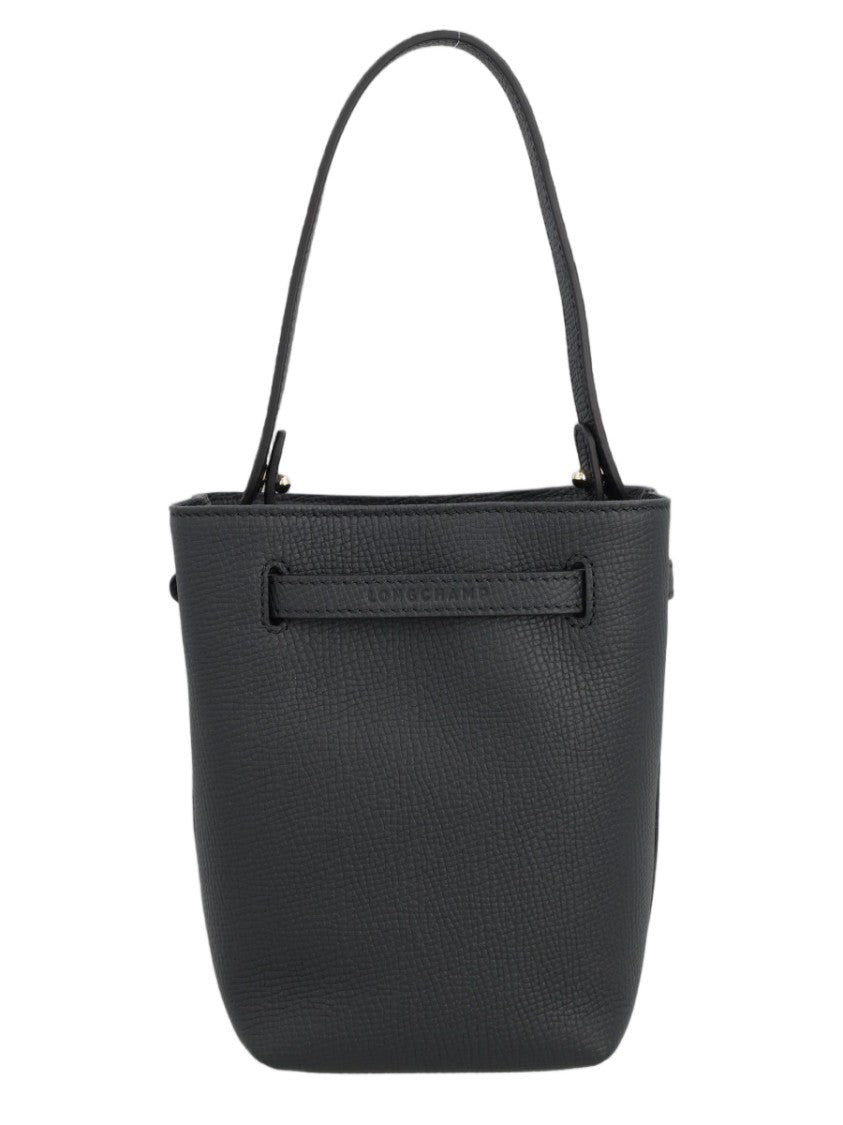 Longchamp Structured Handbag With Pebbled Texture And Metallic Clasp