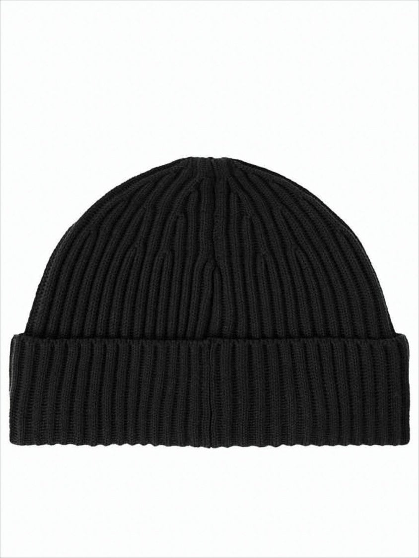 Stone Island Ribbed Knit Beanie With Signature Patch