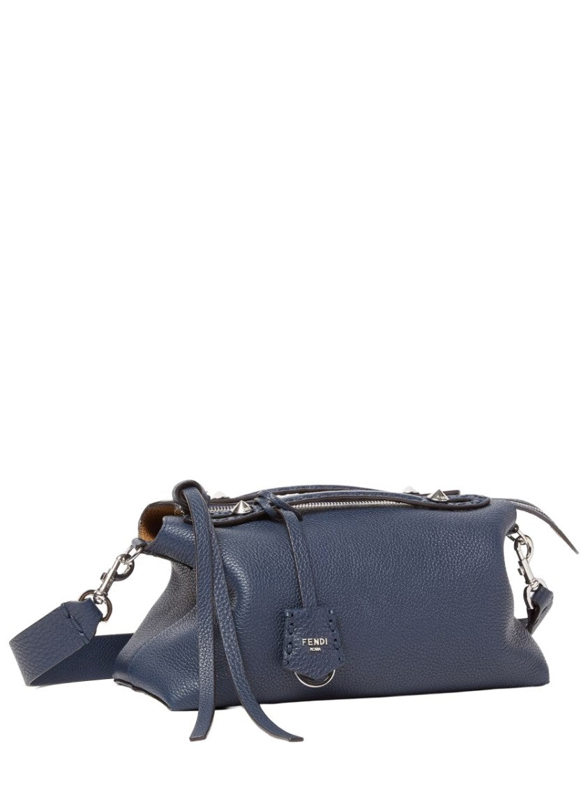 Fendi Pebbled Leather Bag With Detachable Strap And Silver Accents