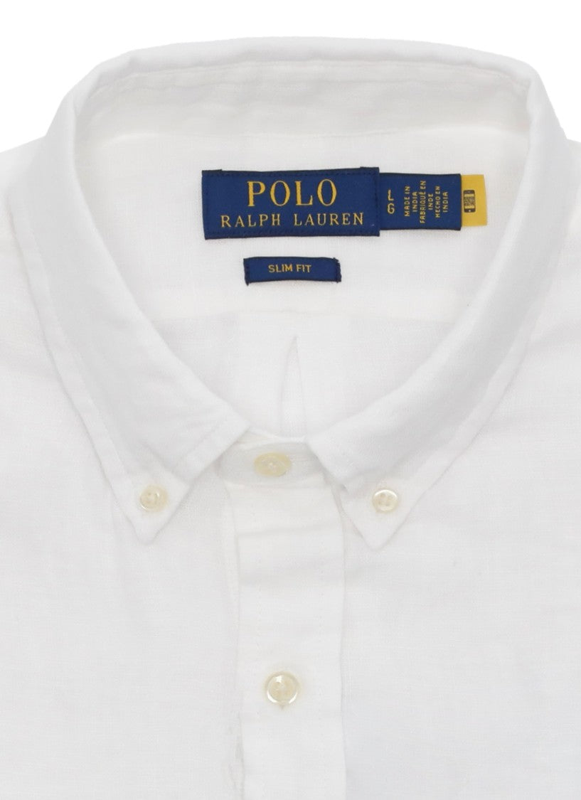 Polo Ralph Lauren White Blue Pony Linen Shirt