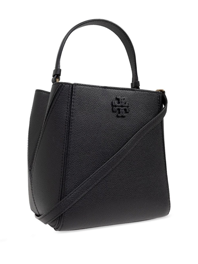 Tory Burch Structured Black Calf Leather Tote