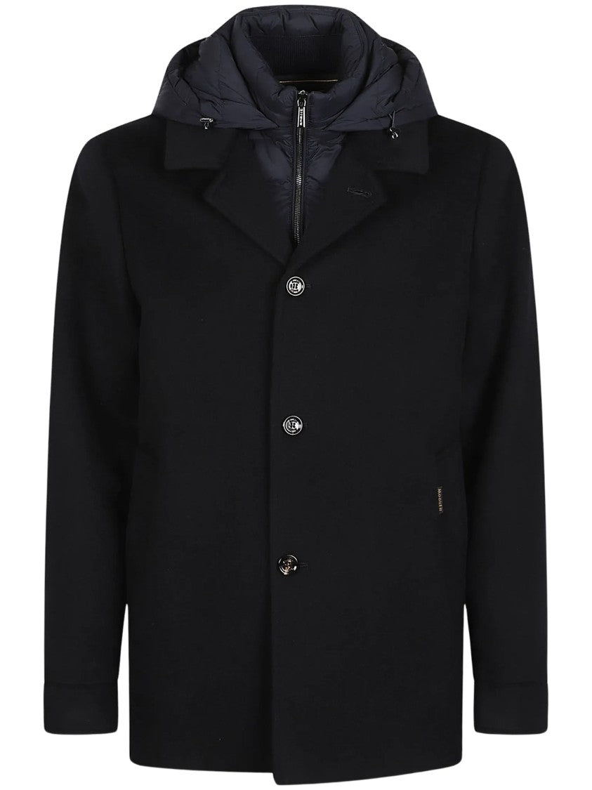 Moorer Hooded Single-Breasted Wool Coat With Padded Hood