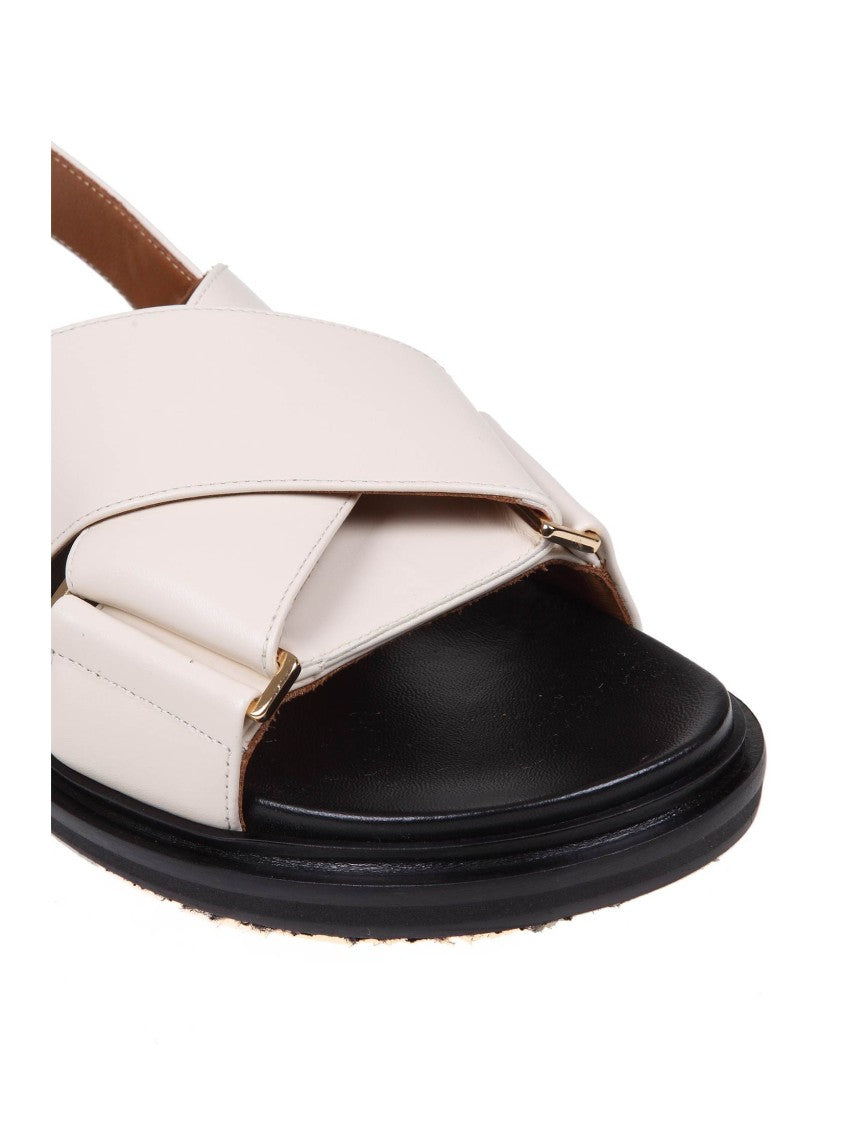Marni Fussbett Sandal In White Leather