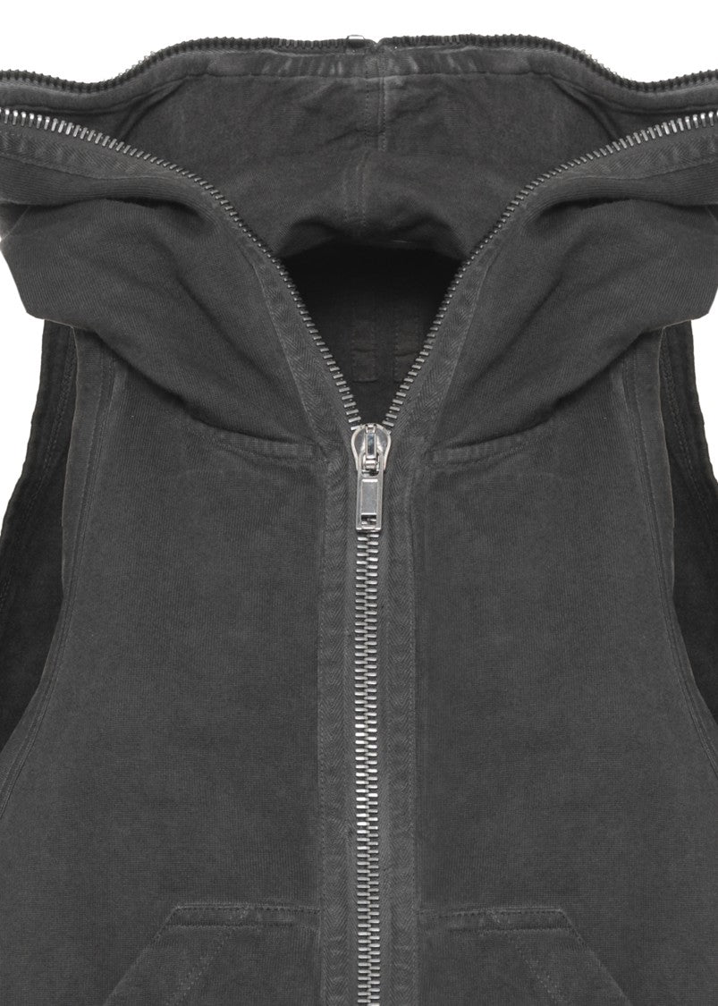 Drkshdw Black Hooded Zip Cotton Sweatshirt Top