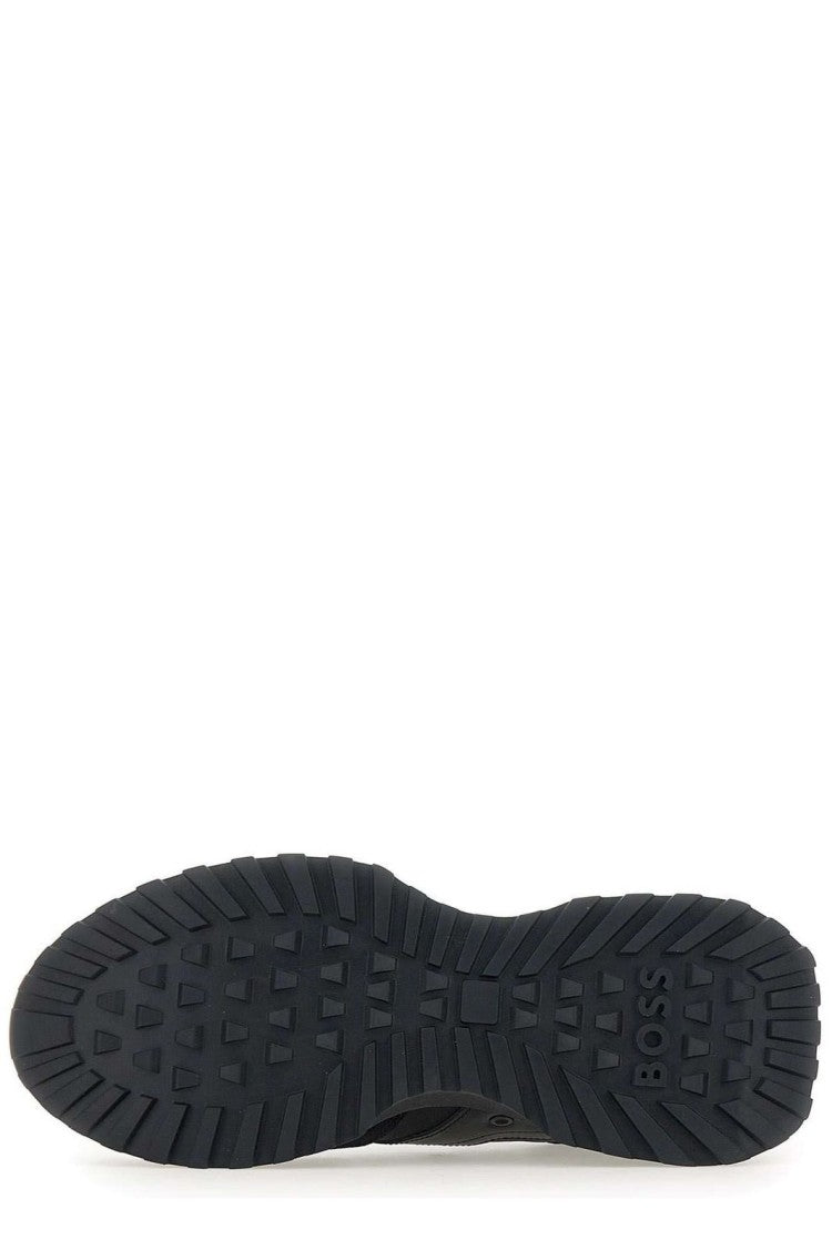 Boss Minimalist Black Low-Top Sneakers With Smooth Finish