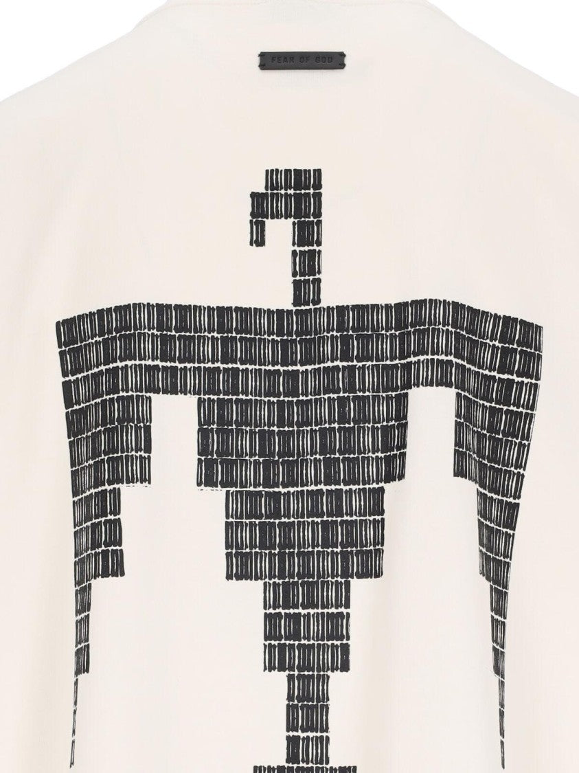 Fear Of God Thunderbird Logo T-Shirt In Cream Cotton