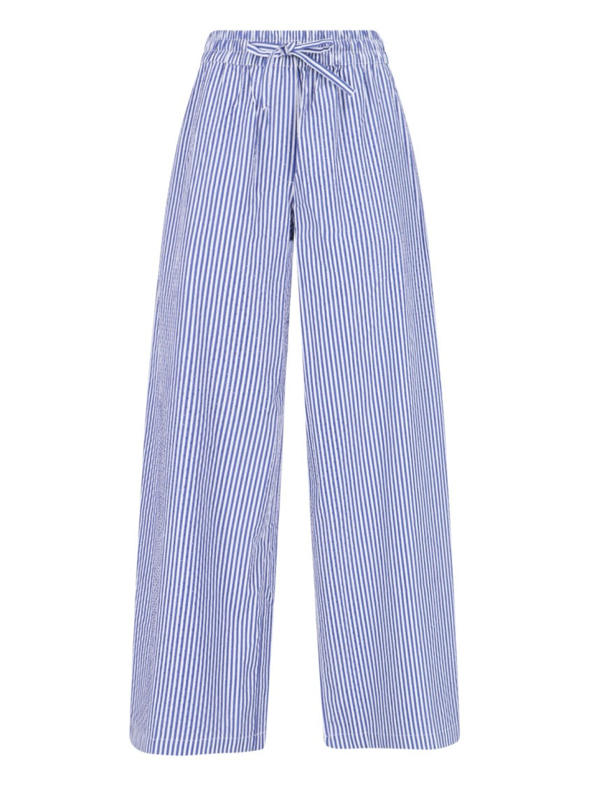 Parosh Mid-Rise Striped Cotton Pants