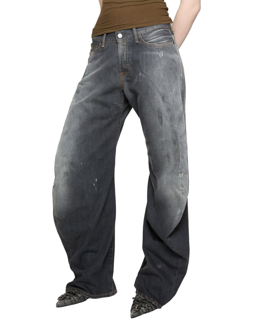 Acne Studios Wide-Leg Denim Jeans With Faded Black Wash