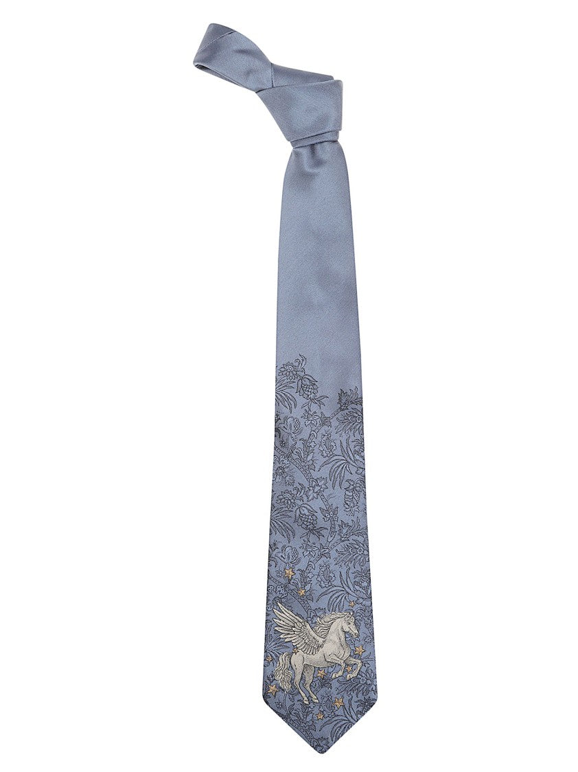 Etro Floral Pegasus Pattern Silk Tie