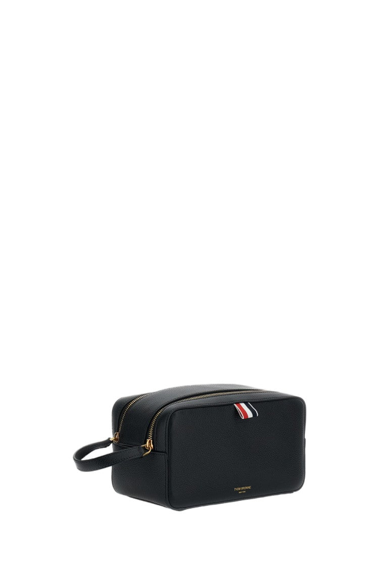 Thom Browne Rectangular Wash Bag In Soft Pebble Grain Leather