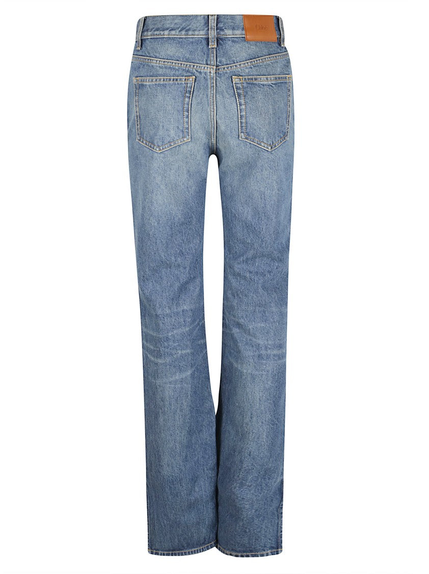 Chloé Indigo Wash Straight-Leg Jeans With Vented Hem