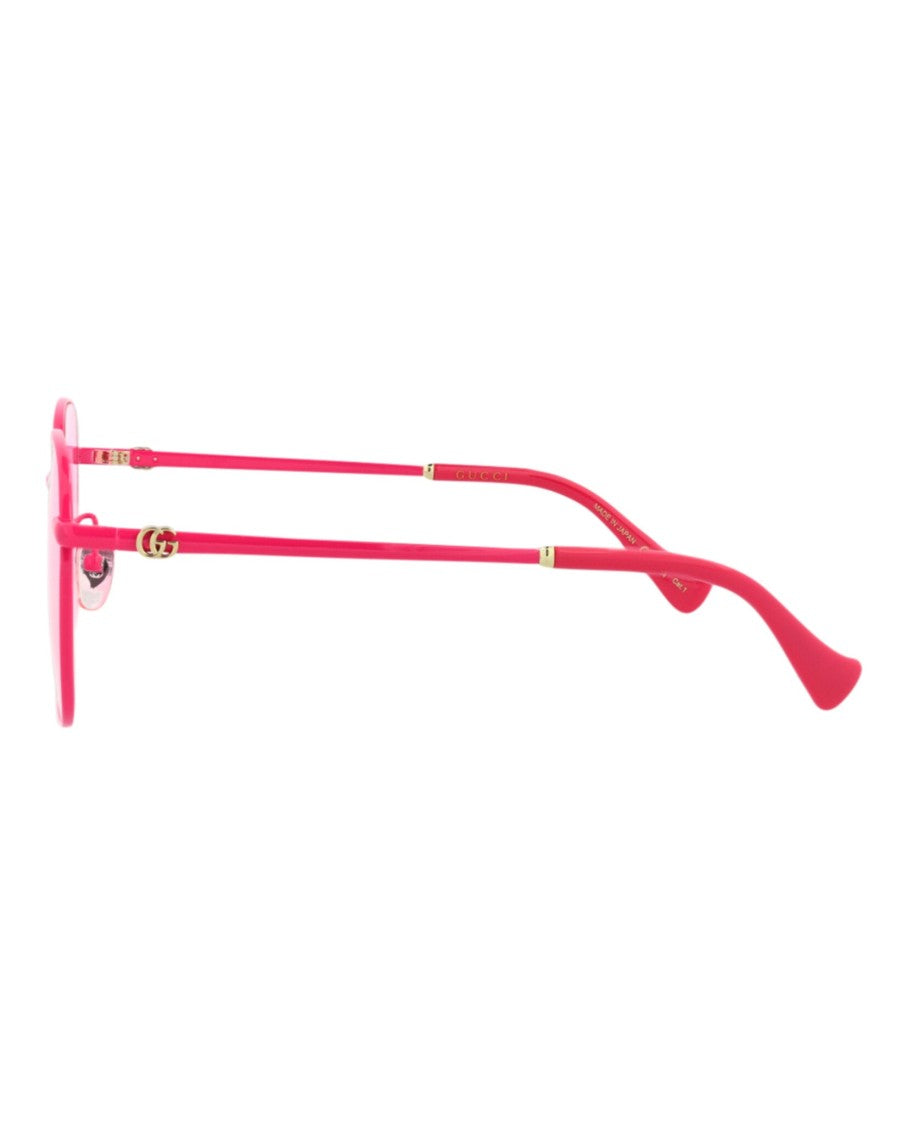 Gucci Round-Frame Metal Sunglasses With Vibrant Pink Tint