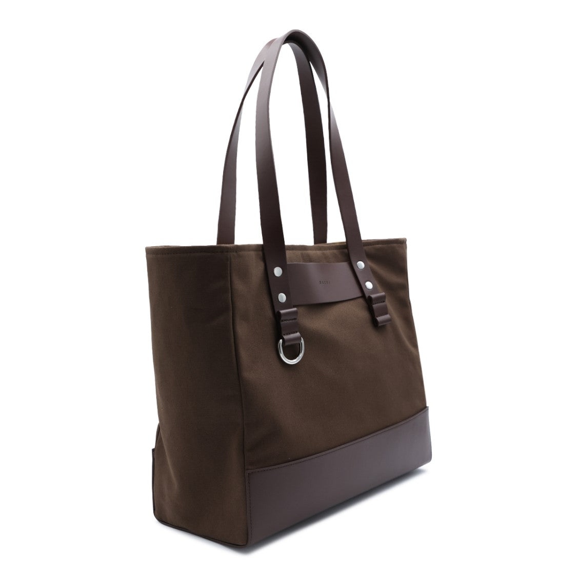 Marni Structured Brown Tote Bag With Leather Accents
