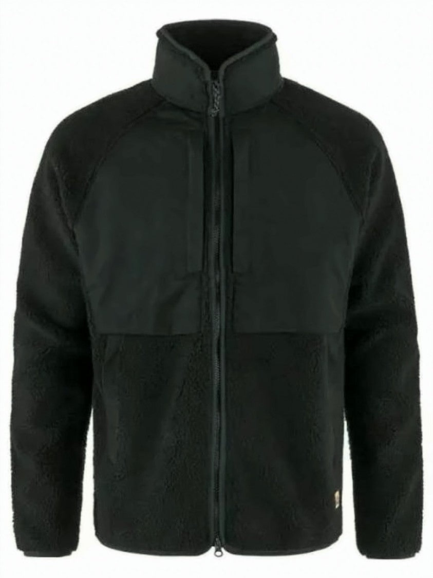 Fjallraven Textured Fleece Jacket With High Collar And Full Zipper