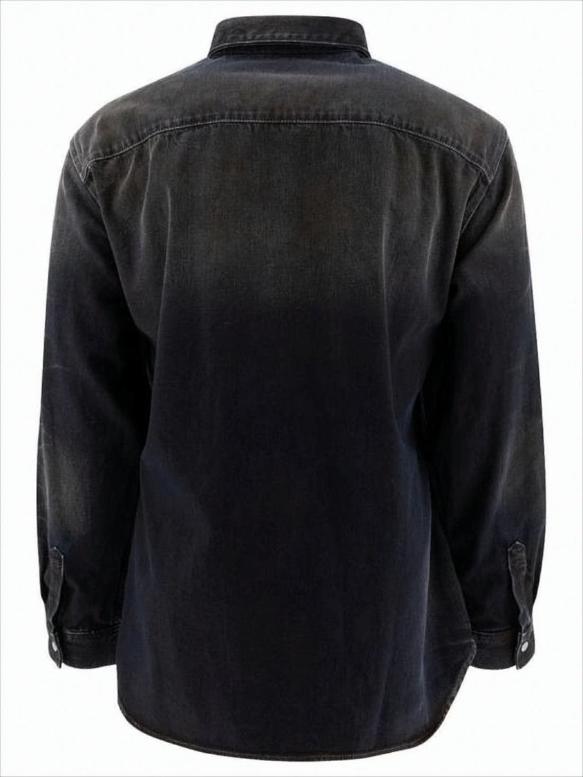 Acne Studios Washed Black Cotton Jacket With Dual Chest Pockets