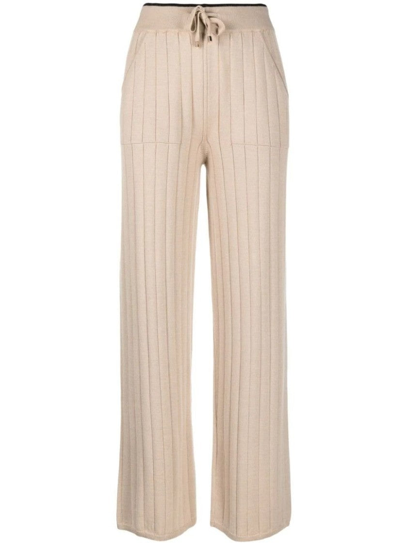 Lorena Antoniazzi Wide-Leg Knit Trousers With Vertical Ribbing