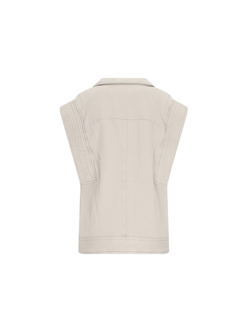 Isabel Marant Étoile Denim Vest In Beige Cotton