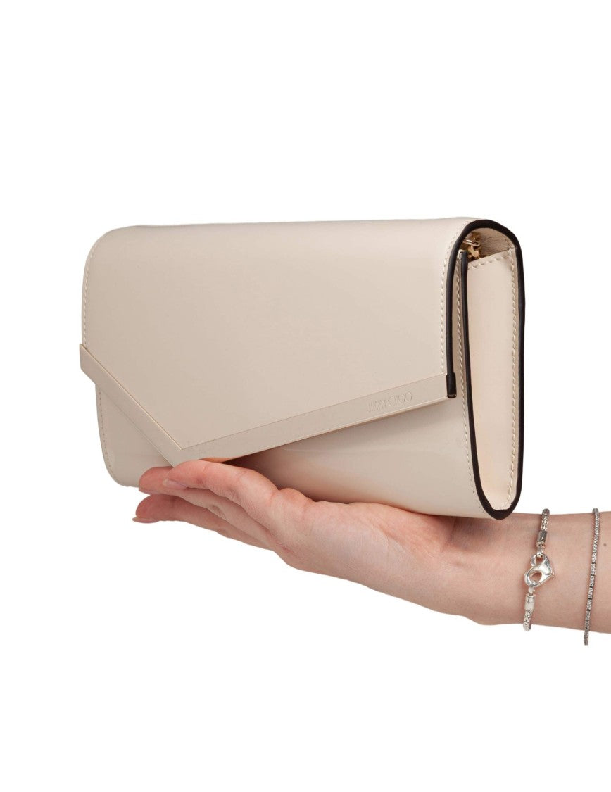 Jimmy Choo Emmie Pat Patent Leather Clutch, Milk Color