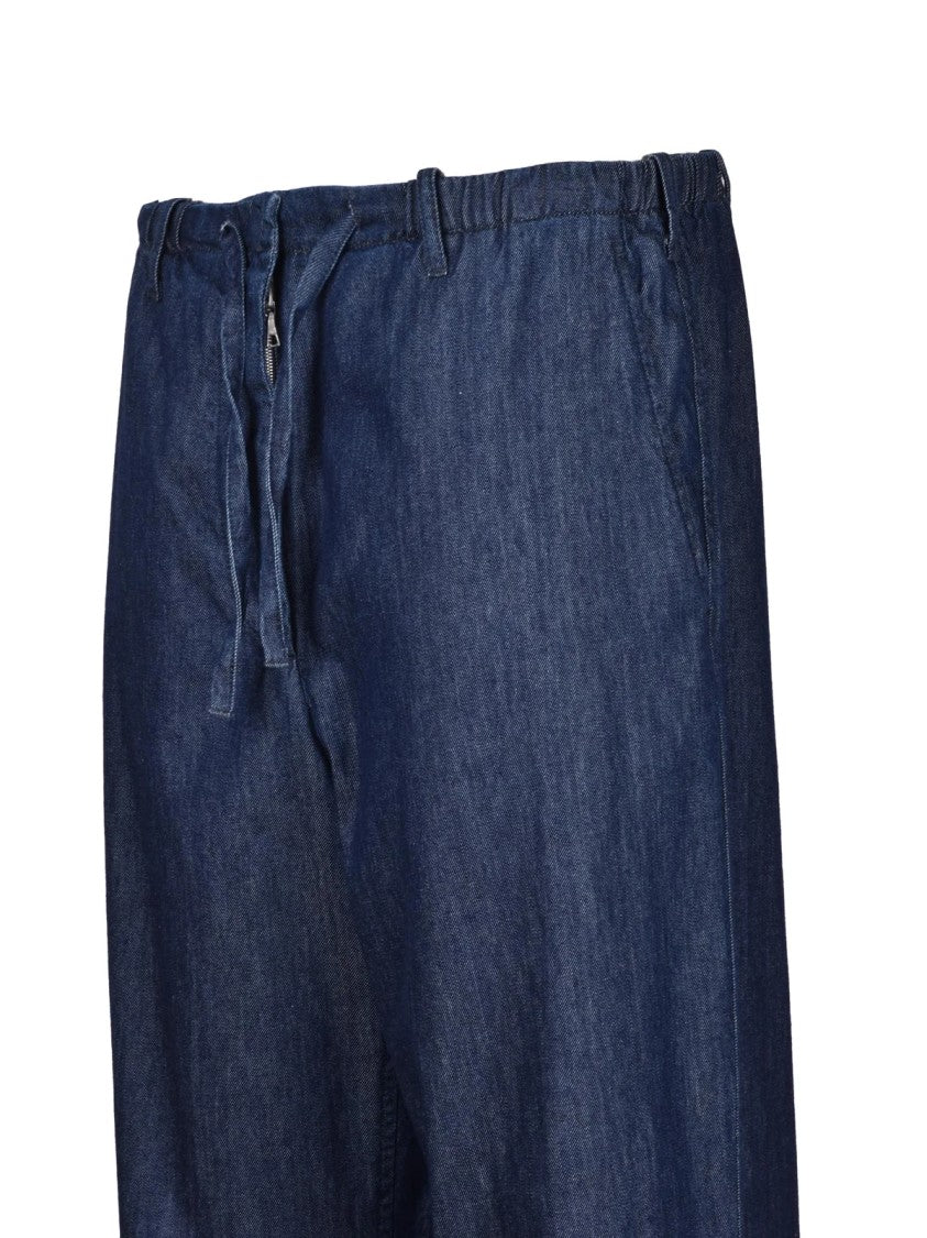 Dries Van Noten Blue Tapered Cone Leg Cotton Chinos