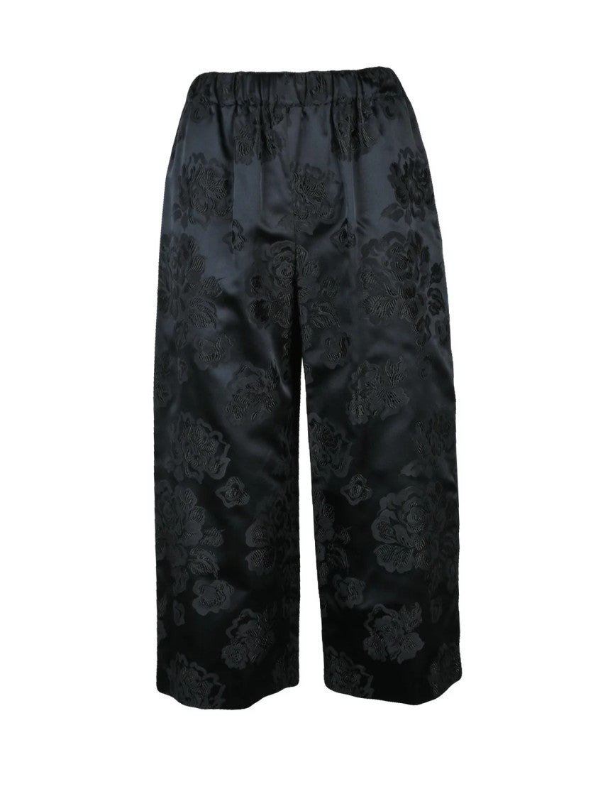 Comme Des Garçons Black Floral Jacquard Cropped Pants