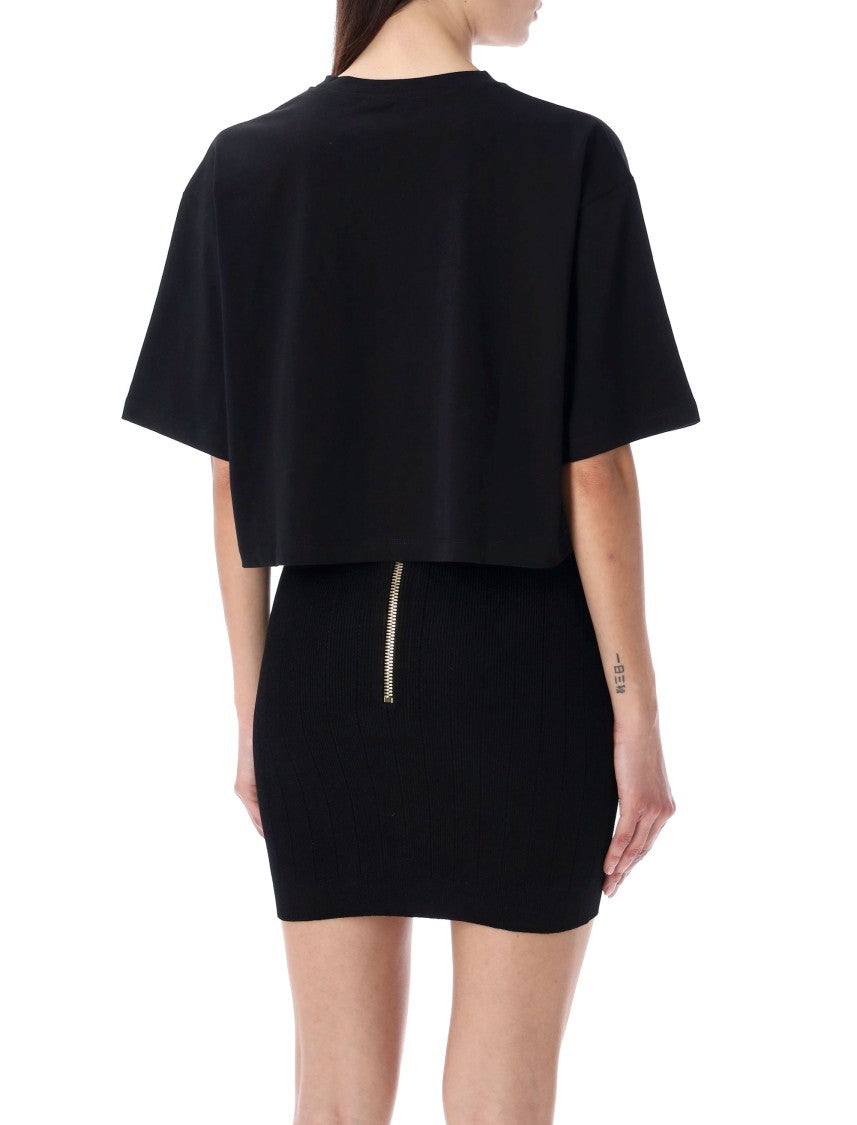 Balmain Cropped Logo Tee