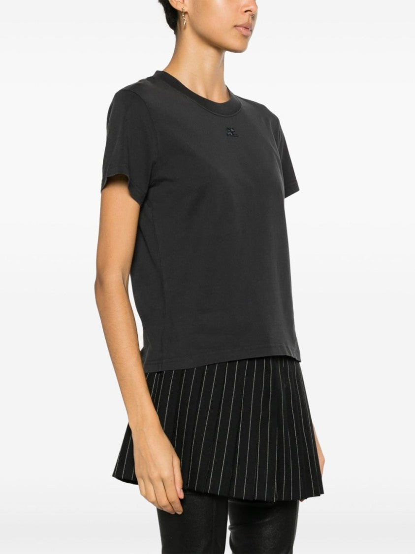 Courrèges Charcoal Grey Cotton Jersey Top