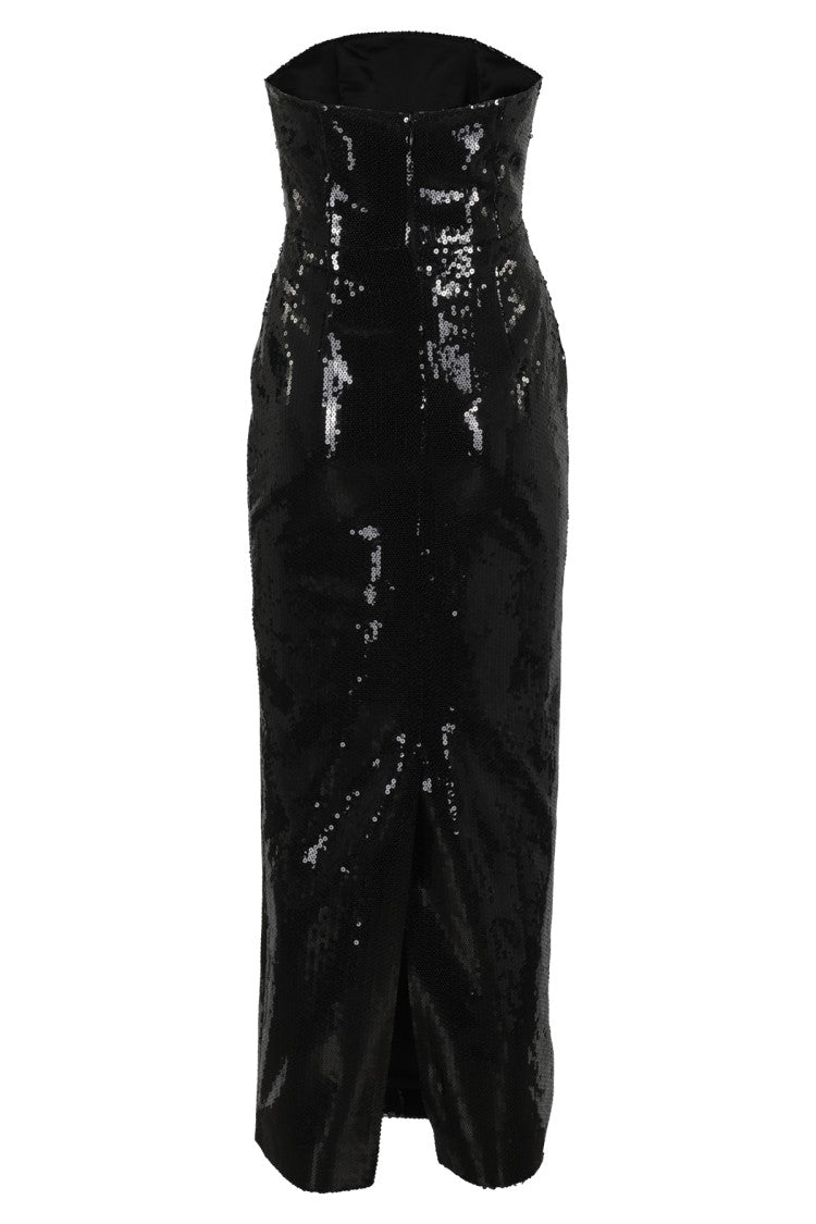 The New Arrivals By Ilkyaz Ozel Fitted Black Sequin Evening Dress