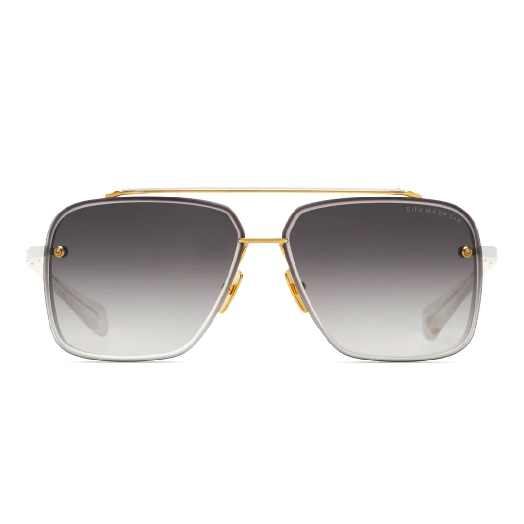 Dita Mach-Six Geometric Square Frame Sunglasses With Gold-Tone Accents
