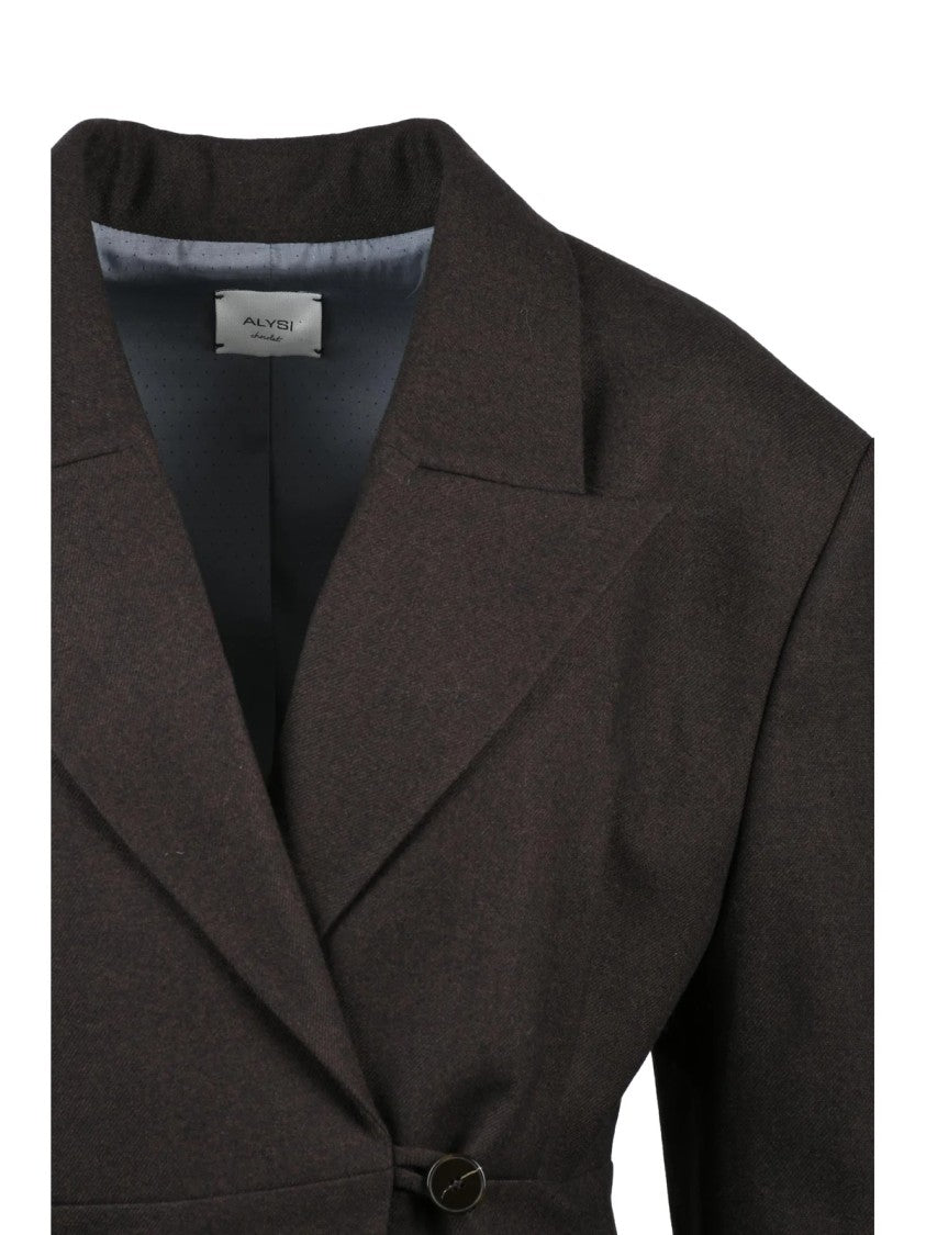 Alysi Tailored Brown Blazer Dress With Double-Breasted Closure