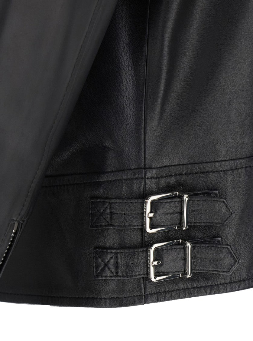 Dsquared2 Black Biker Jacket Withdarin Collar