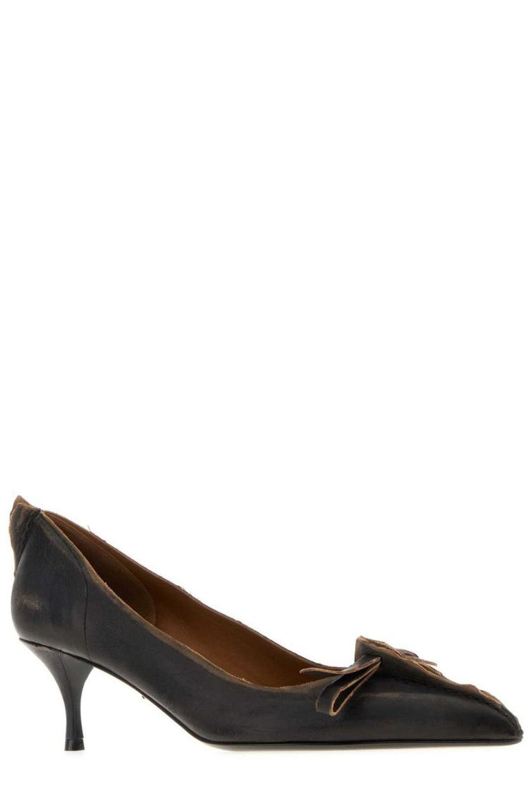 Prada Classic Brown Heel Shoes With Smooth Finish