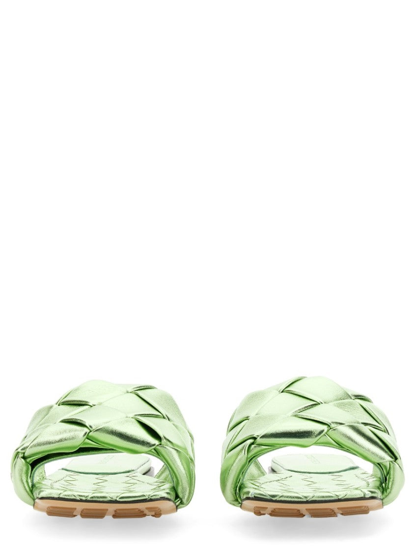 Bottega Veneta Intricate Woven Leather Flat Sandal With Minimalist Appeal