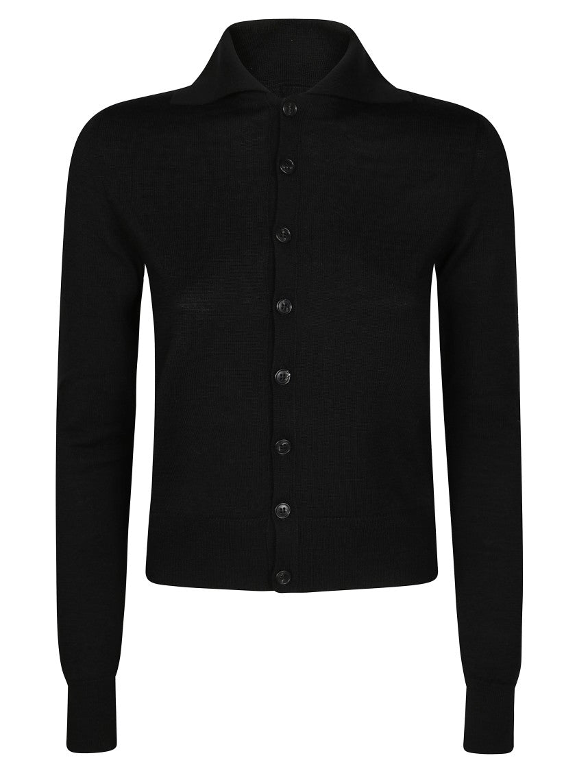 Mm6 By Maison Margiela Classic Black Cardigan With Button-Down Front